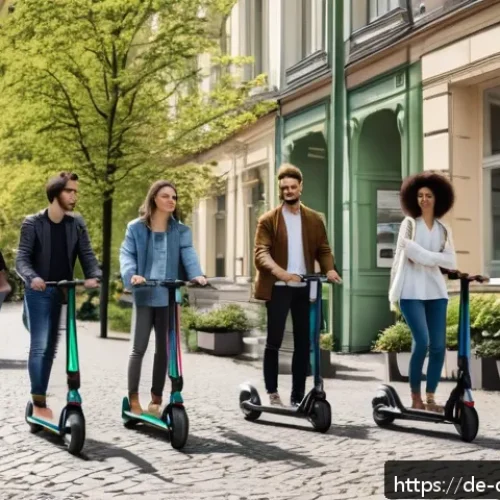 Home 11 디지털 공유경제의 투자 분석 - A vibrant urban scene in Berlin showcasing diverse people using peer-to-peer sharing platforms: youn...